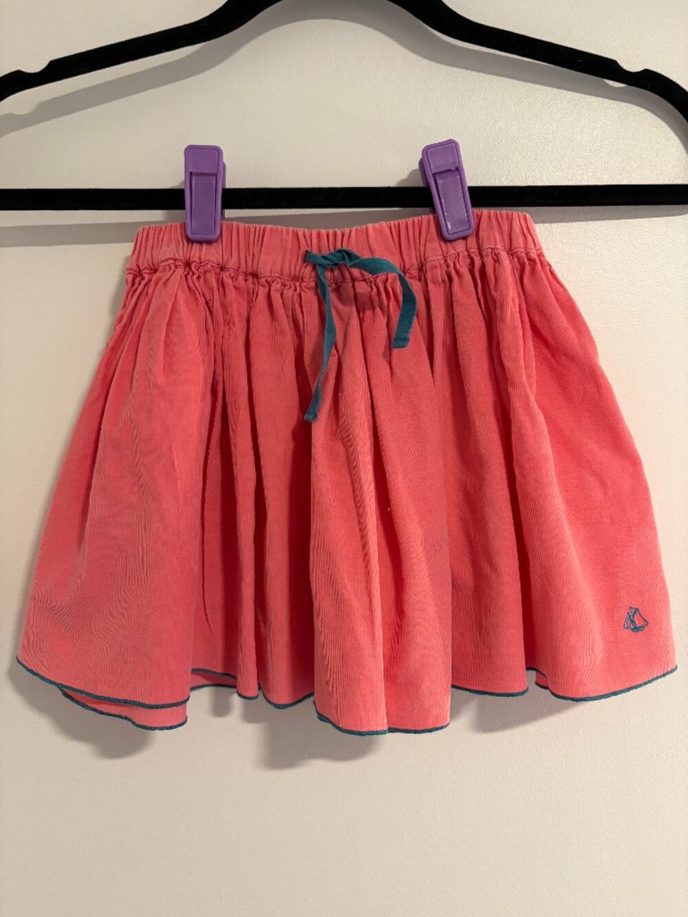 Petit Bateau small corduroy pink skirt with bow size 4 (104cm)